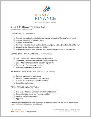 Image of SBA 504 Borrowers Checklist